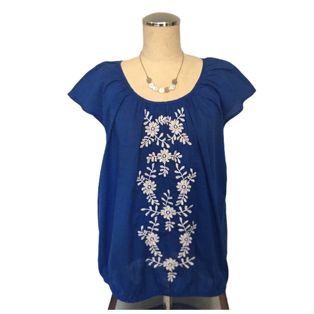 St. John’s Bay Royal Blue Embroidered Top